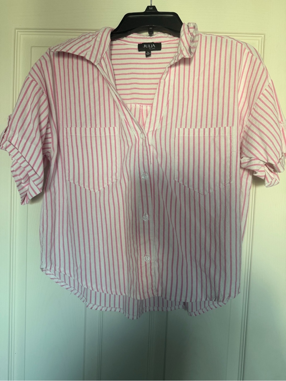 Pink & White Striped Button Down Shirt